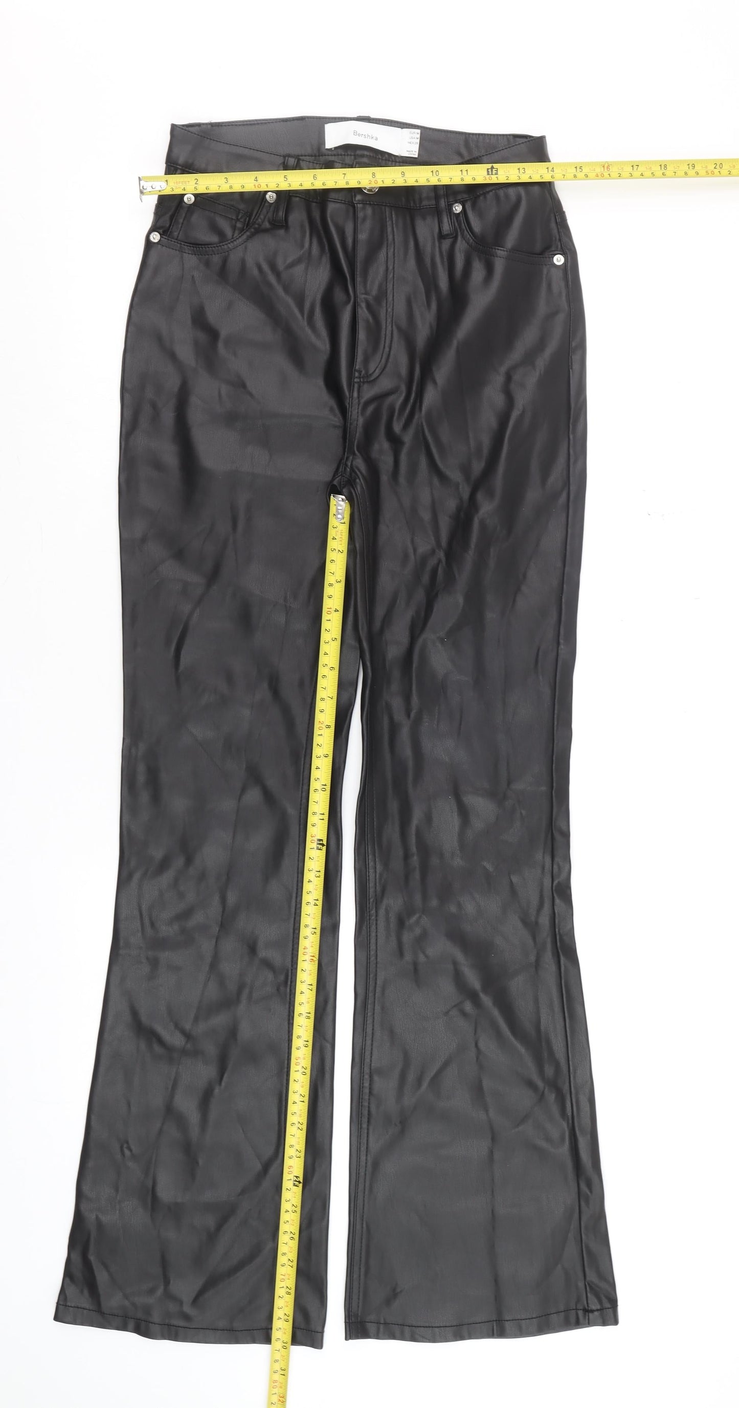 Womens UK Size 12 Bershka Slim Fit Casual Party/Cocktail Night Out Black Trouser