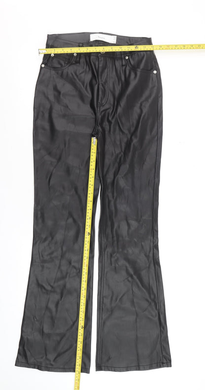 Womens UK Size 12 Bershka Slim Fit Casual Party/Cocktail Night Out Black Trouser