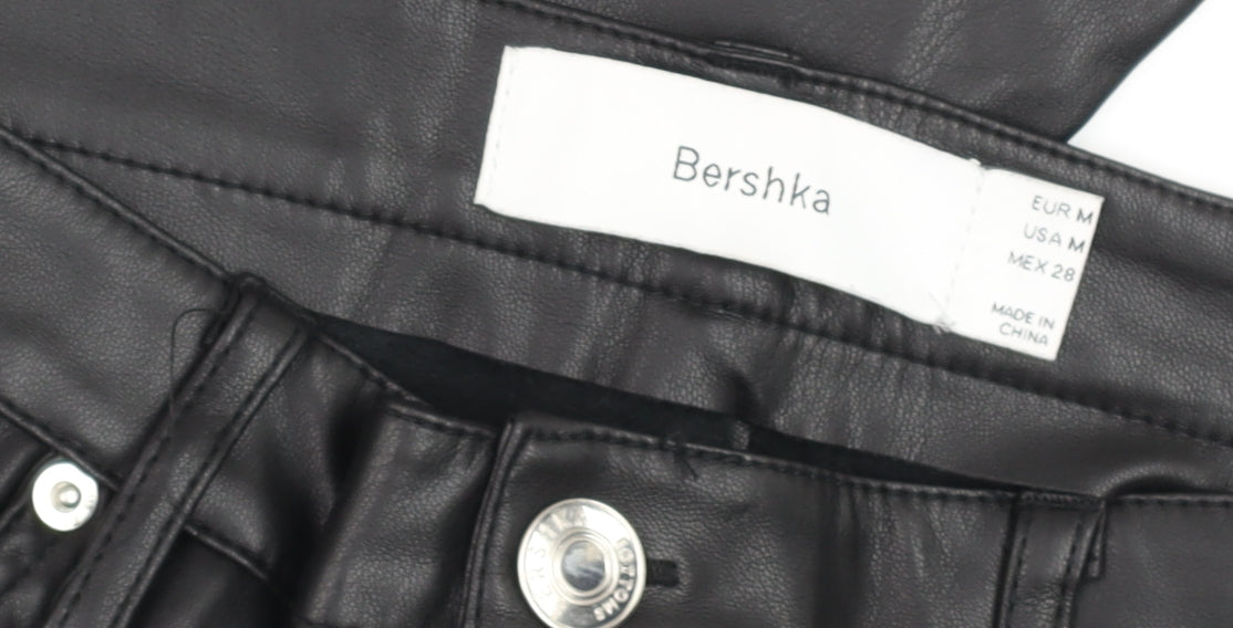Womens UK Size 12 Bershka Slim Fit Casual Party/Cocktail Night Out Black Trouser