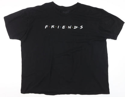Mens UK Size 2XL Friends Black  T-Shirt