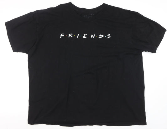 Mens UK Size 2XL Friends Black  T-Shirt