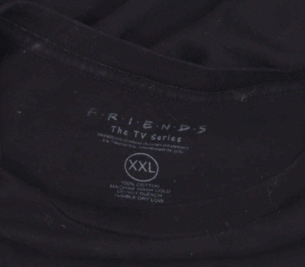 Mens UK Size 2XL Friends Black  T-Shirt
