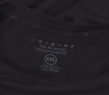 Mens UK Size 2XL Friends Black  T-Shirt