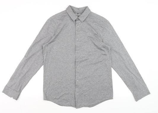 COS Men's Grey Button-Up Long Sleeve Cotton Shirt Size S