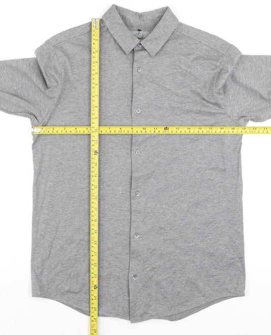 COS Men's Grey Button-Up Long Sleeve Cotton Shirt Size S