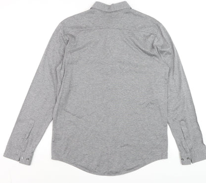 COS Men's Grey Button-Up Long Sleeve Cotton Shirt Size S
