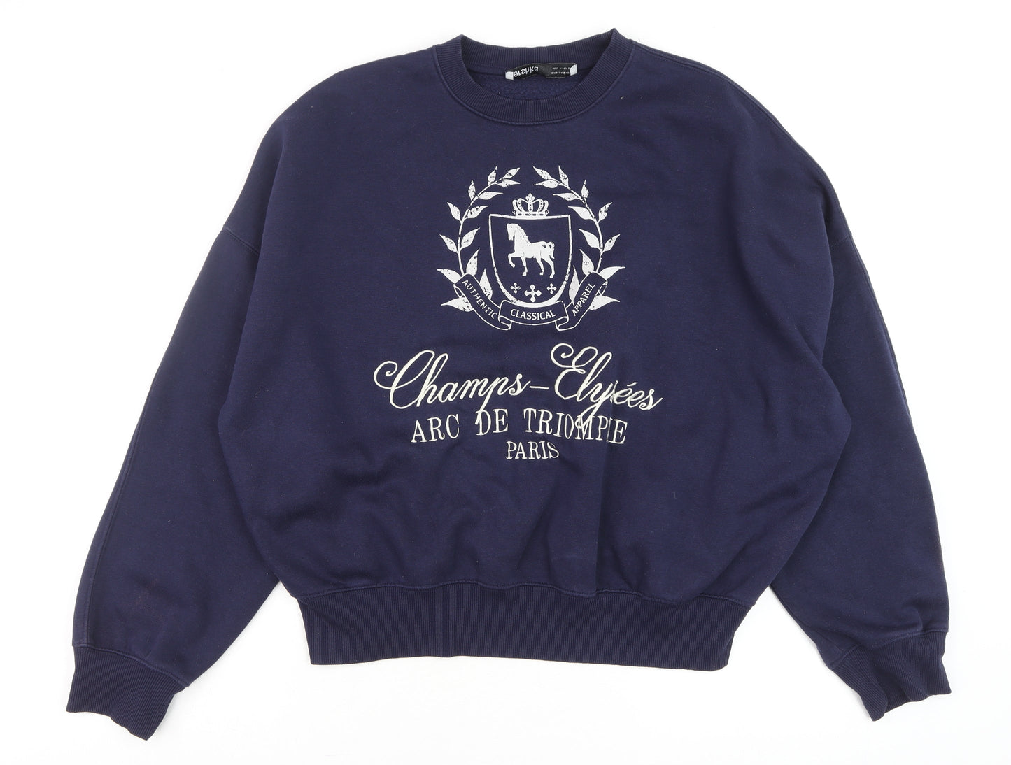 Mens UK Size S Bershka Blue Pullover Sweatshirt