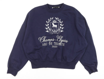 Mens UK Size S Bershka Blue Pullover Sweatshirt