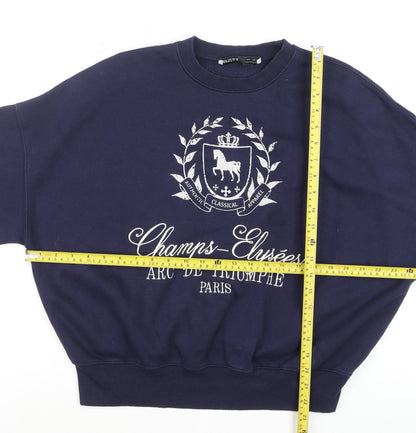 Mens UK Size S Bershka Blue Pullover Sweatshirt