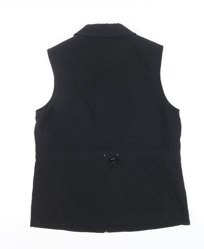 TIGI Wear Women's Black Sleeveless Collared Zip Front Top Size 10