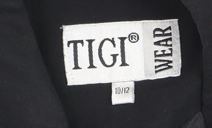TIGI Wear Women's Black Sleeveless Collared Zip Front Top Size 10