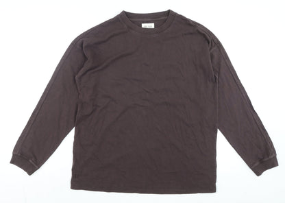 Hush Men’s Brown Long Sleeve Cotton Crew Neck Casual Top Size S