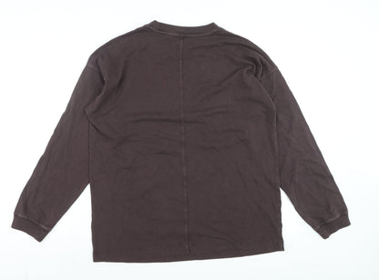 Hush Men’s Brown Long Sleeve Cotton Crew Neck Casual Top Size S