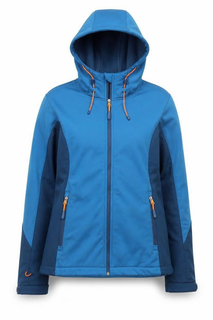 KOKUE Women Blue Softshell Hooded Jacket M Outdoor Windproof