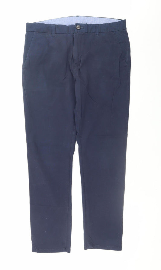 Next Men's Navy Skinny Fit Chino Trousers 34W 29L Cotton Blend