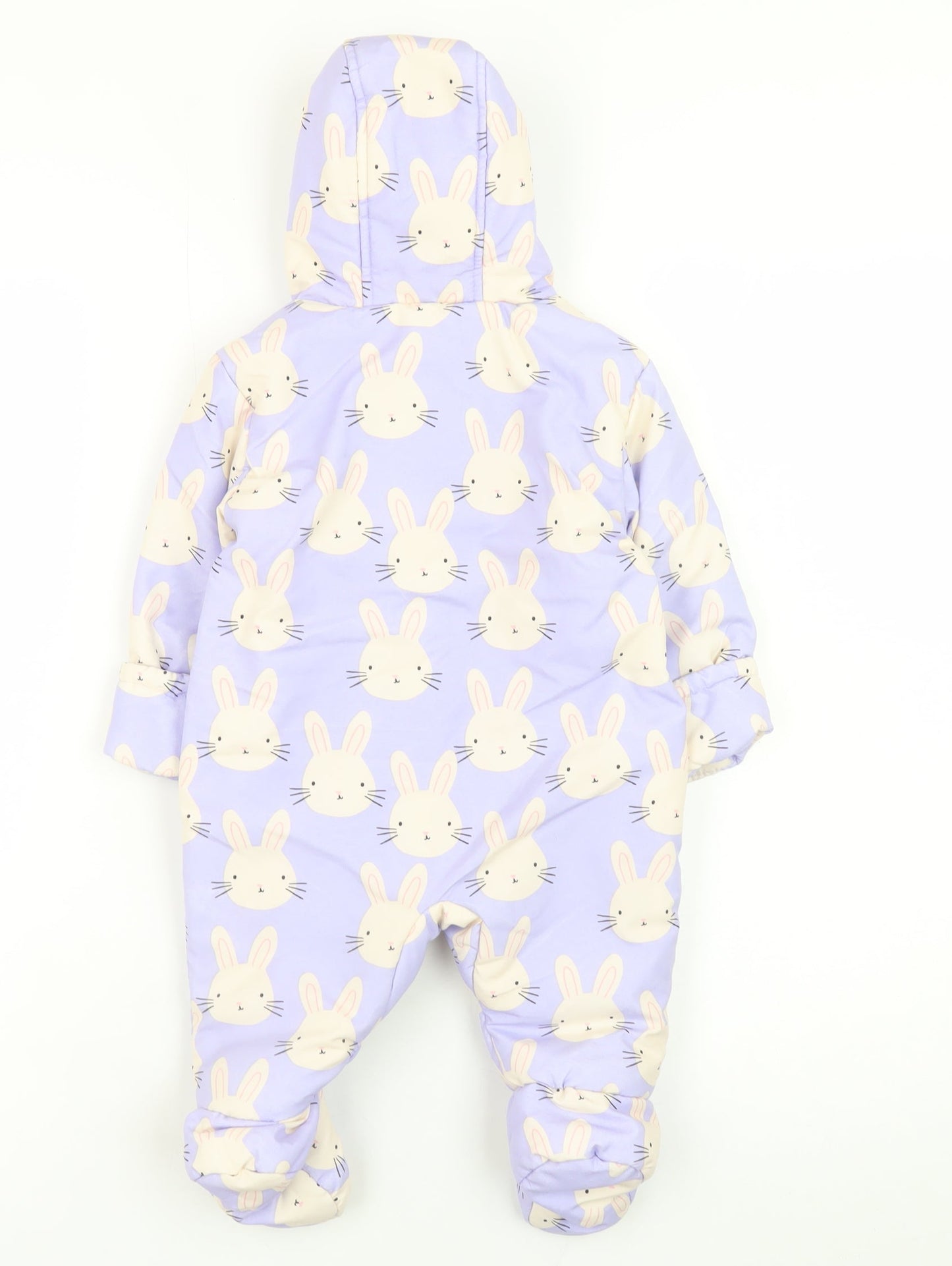 Marks and Spencer Unisex Baby Purple Bunny Print Hooded Snowsuit 0-3 Months