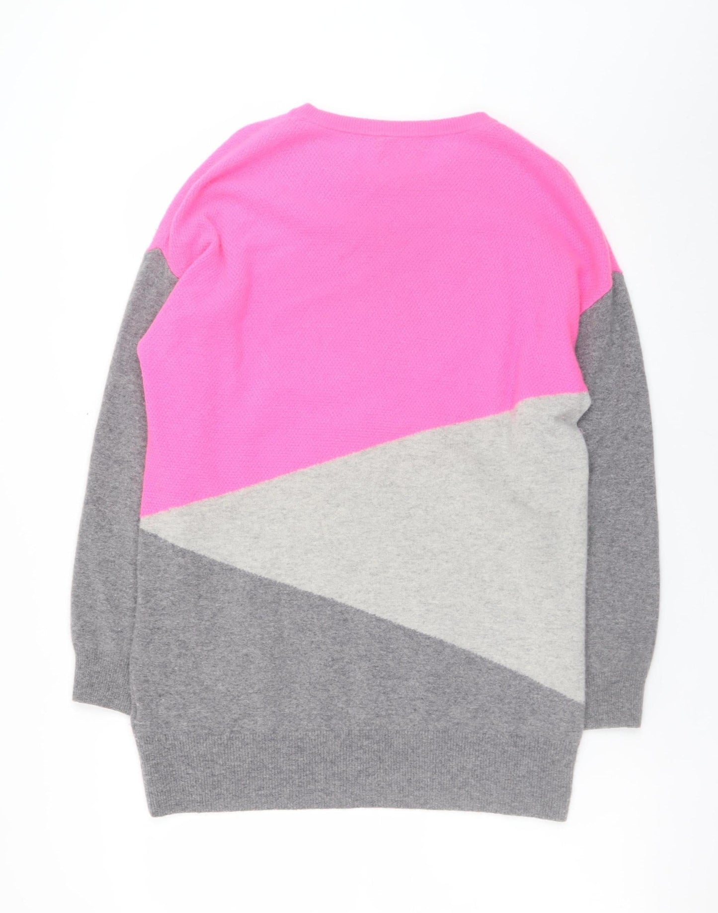 Marks and Spencer Women Pink Grey Colourblock Cashmere Jumper Size M