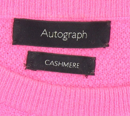 Marks and Spencer Women Pink Grey Colourblock Cashmere Jumper Size M