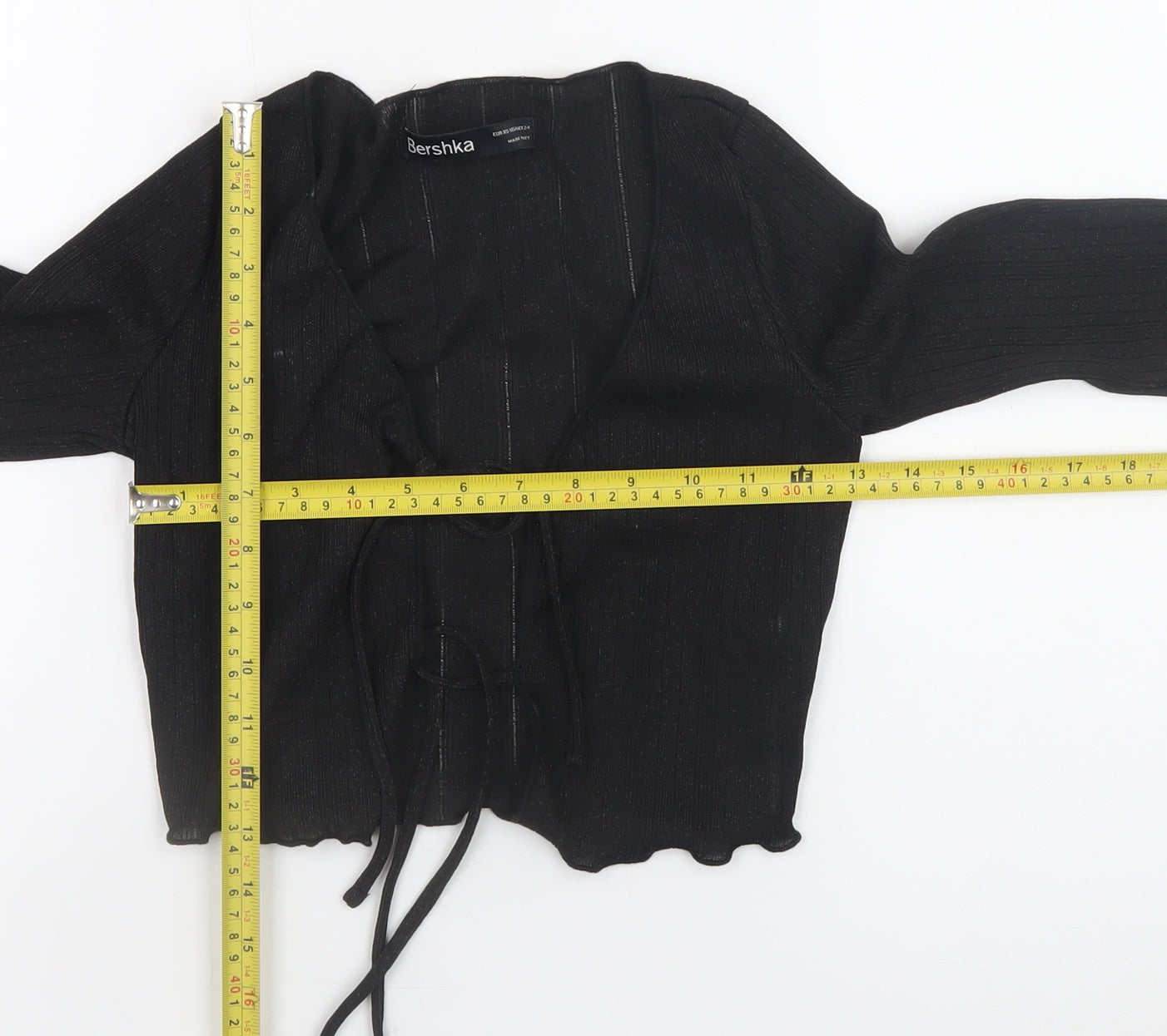 Womens UK Size XS Bershka Black Cropped Blouse