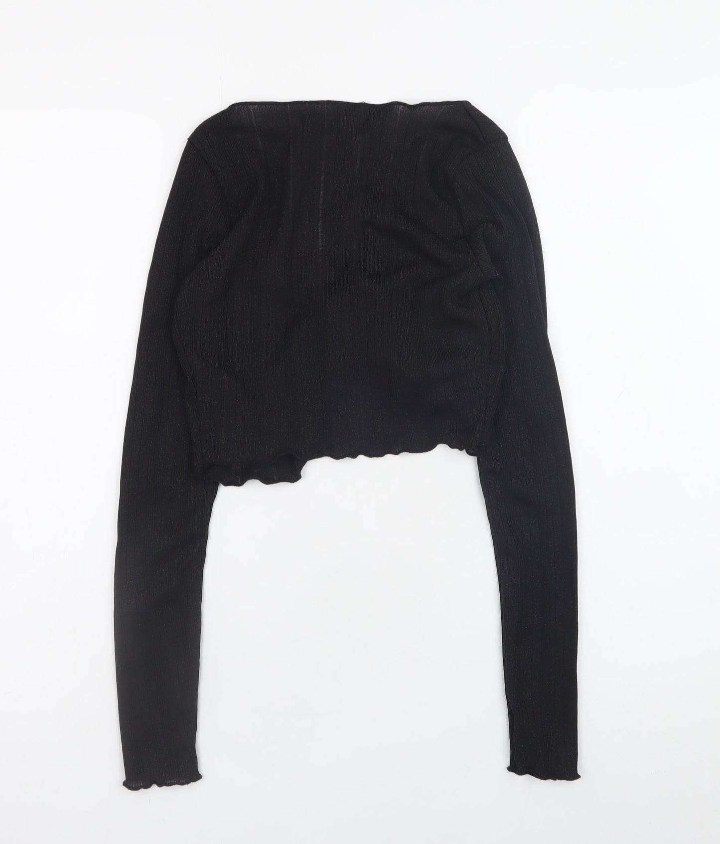 Womens UK Size XS Bershka Black Cropped Blouse