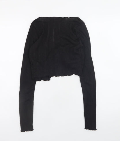 Womens UK Size XS Bershka Black Cropped Blouse