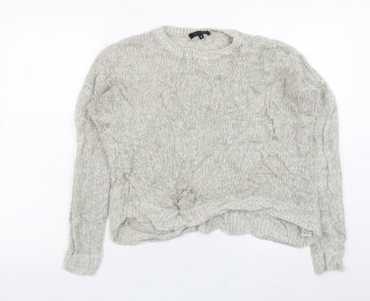 New Look Women's Grey Cable-Knit Pullover Jumper Size M