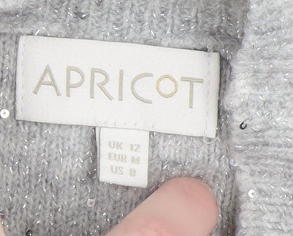 Womens UK Size 12 Apricot Grey Pullover Jumper
