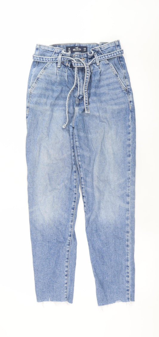 Womens UK Size 8 Hollister Regular Fit Paperbag Blue Jeans