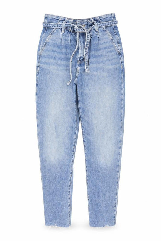 Womens UK Size 8 Hollister Regular Fit Paperbag Blue Jeans