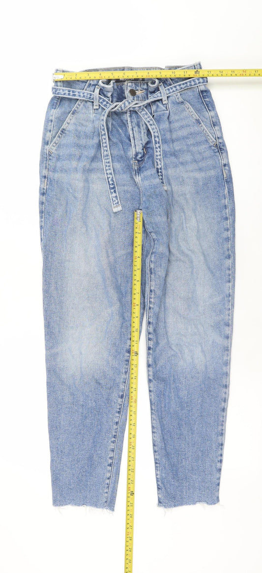 Womens UK Size 8 Hollister Regular Fit Paperbag Blue Jeans