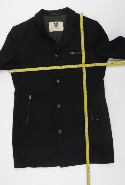 Mens UK Size 54 Bertoni Black Overcoat