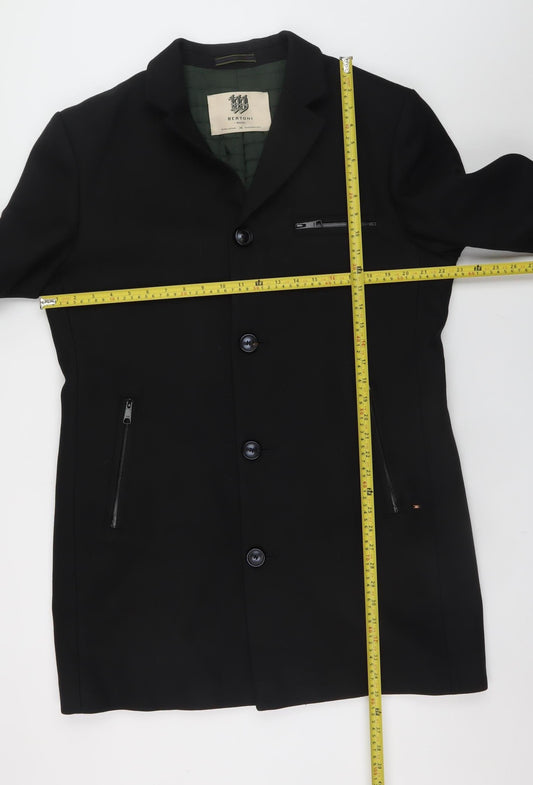 Mens UK Size 54 Bertoni Black Overcoat