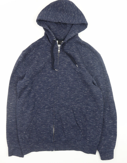 Mens UK Size M H&M Blue Full Zip Hoodie