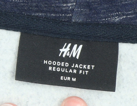 Mens UK Size M H&M Blue Full Zip Hoodie