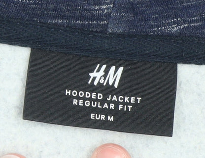 Mens UK Size M H&M Blue Full Zip Hoodie