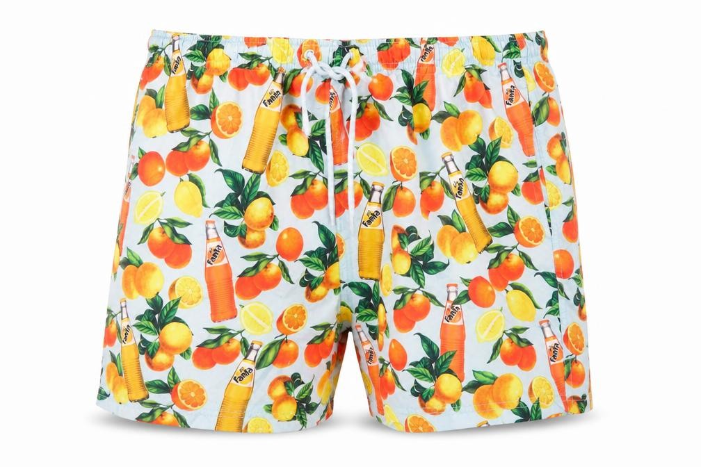 Front view of Coca-Cola Men's Multicoloured Fanta Print Swim Shorts M