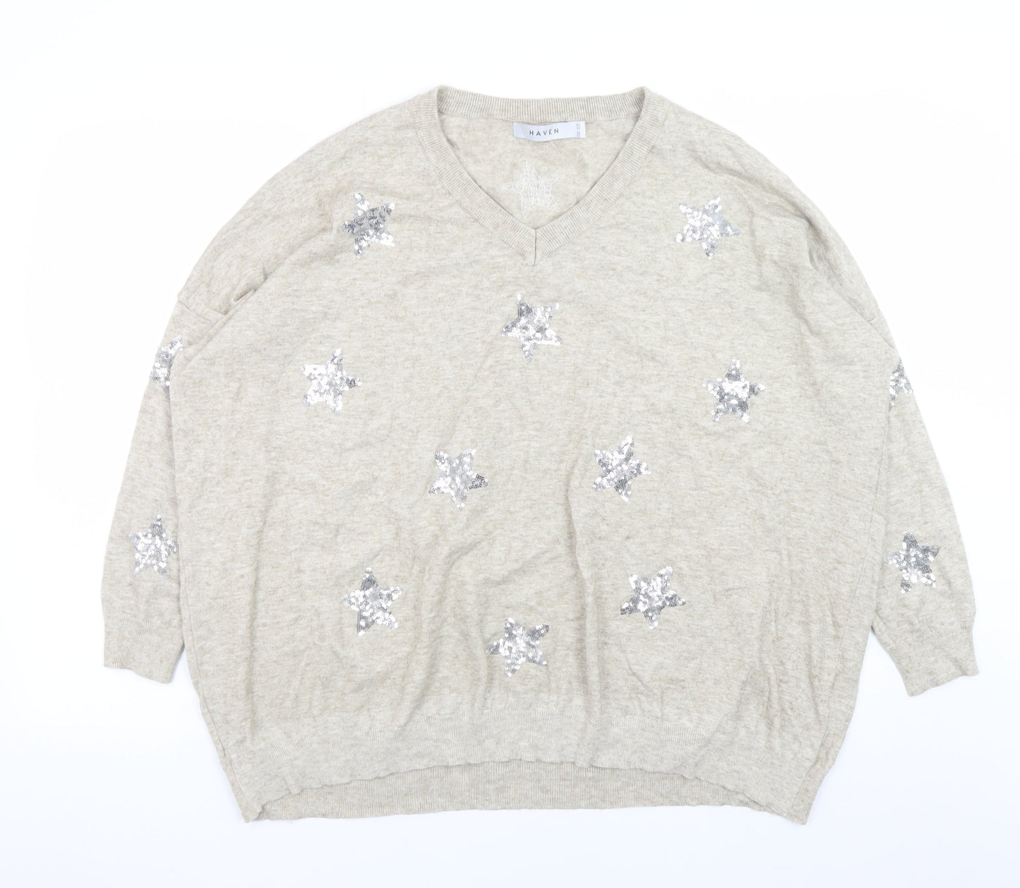 Womens UK Size One Size Haven Beige Pullover Jumper