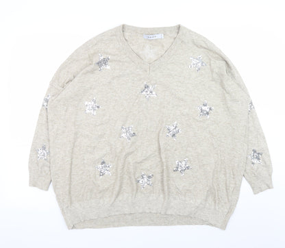Womens UK Size One Size Haven Beige Pullover Jumper