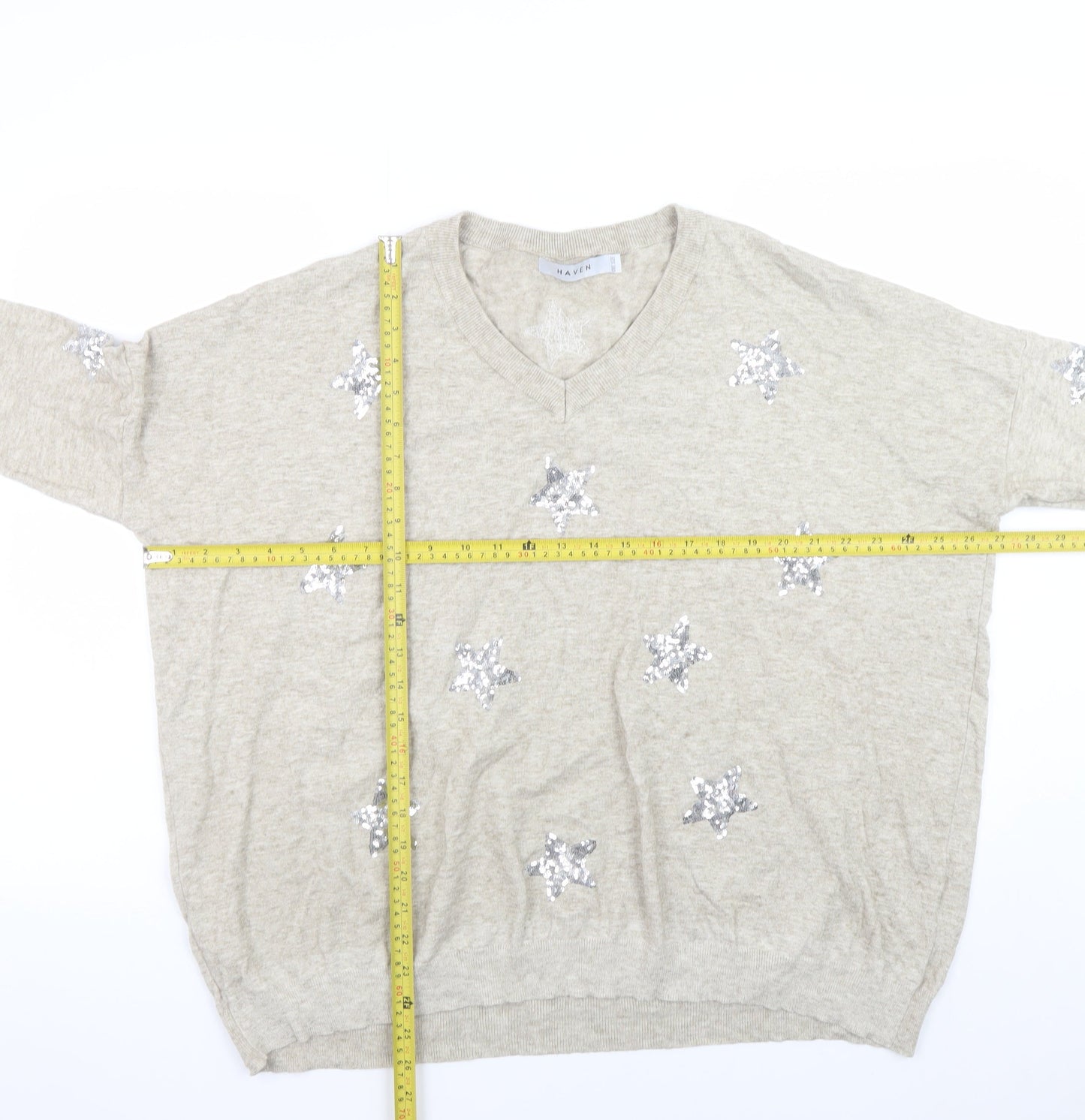 Womens UK Size One Size Haven Beige Pullover Jumper