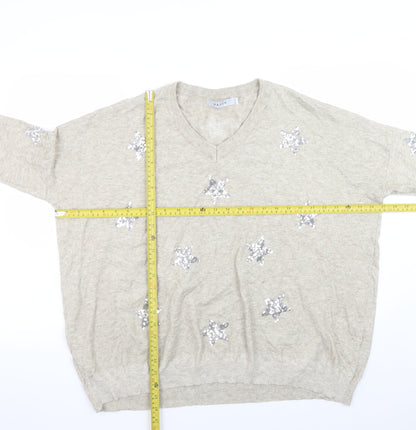 Womens UK Size One Size Haven Beige Pullover Jumper