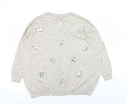 Womens UK Size One Size Haven Beige Pullover Jumper