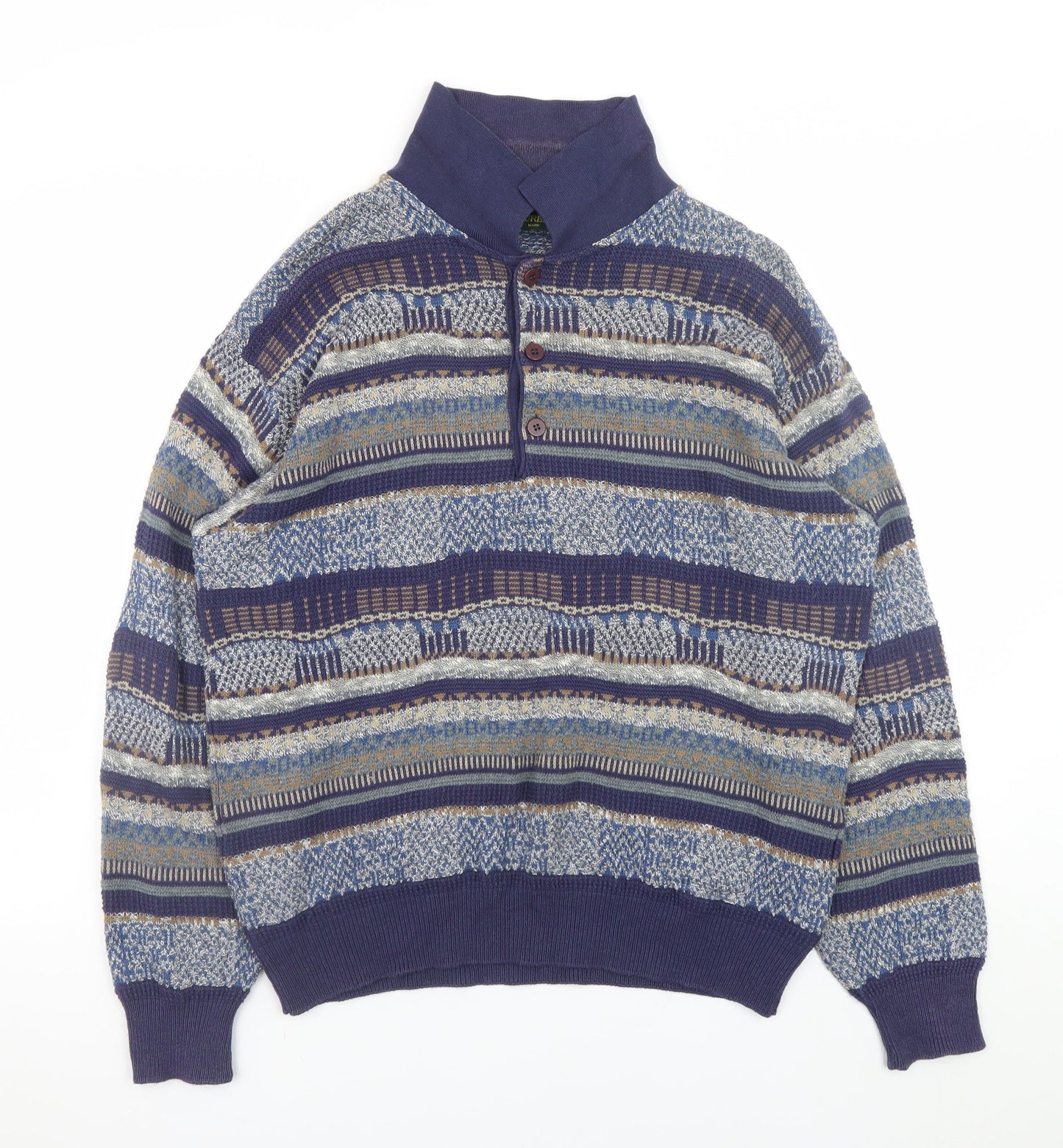 Mens UK Size M Mc Lauren's Blue Henley Jumper