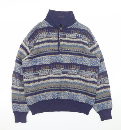 Mens UK Size M Mc Lauren's Blue Henley Jumper