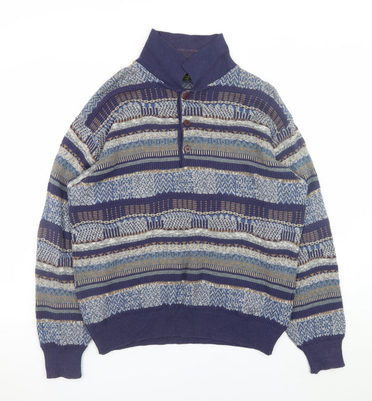 Mens UK Size M Mc Lauren's Blue Henley Jumper