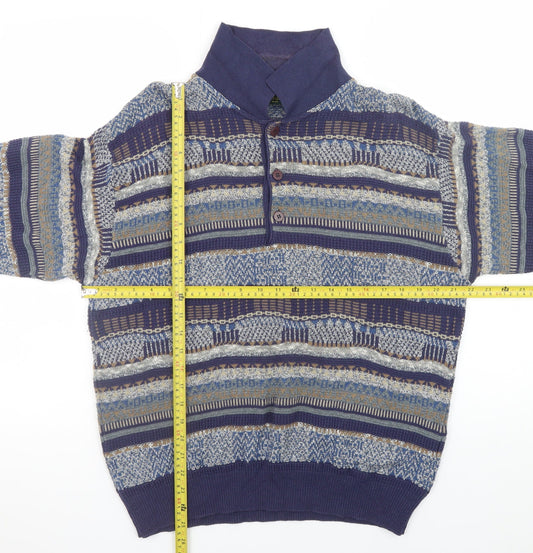 Mens UK Size M Mc Lauren's Blue Henley Jumper