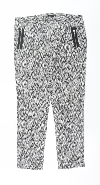 Warehouse Women’s Black White Geometric Cropped Trousers UK 14
