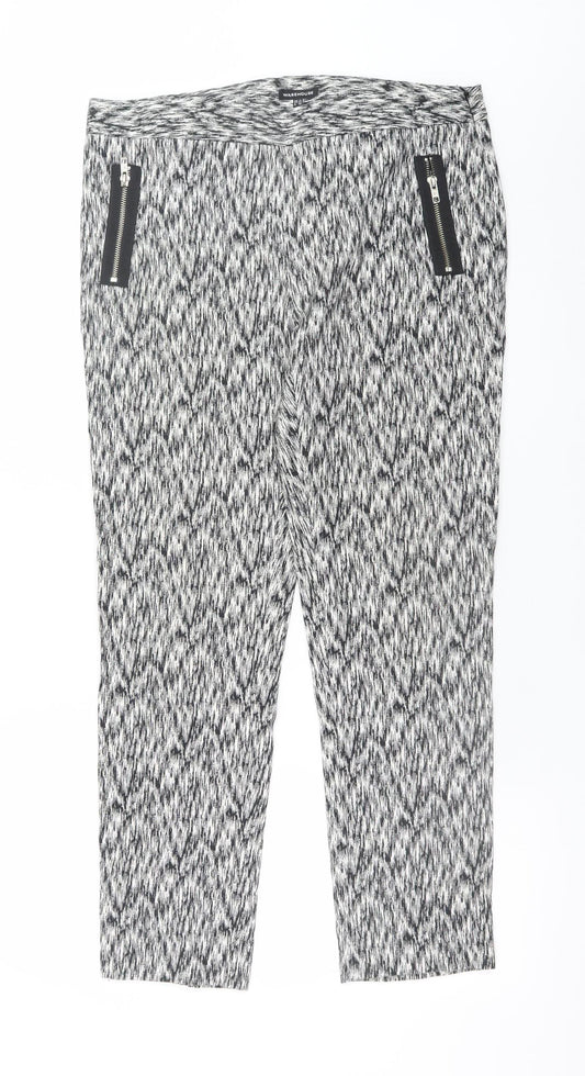 Warehouse Women’s Black White Geometric Cropped Trousers UK 14