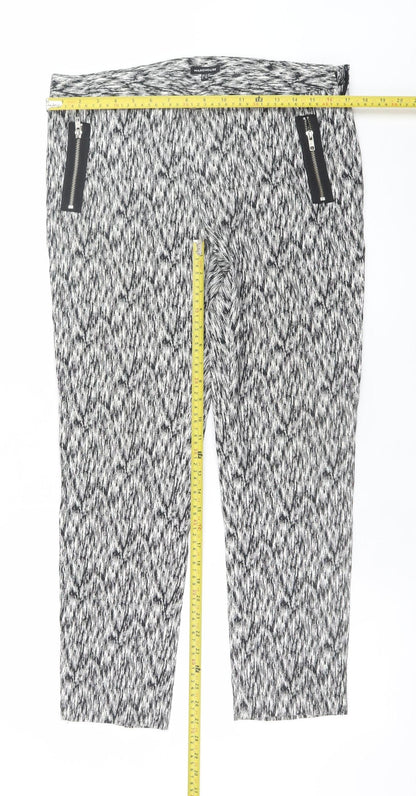 Warehouse Women’s Black White Geometric Cropped Trousers UK 14
