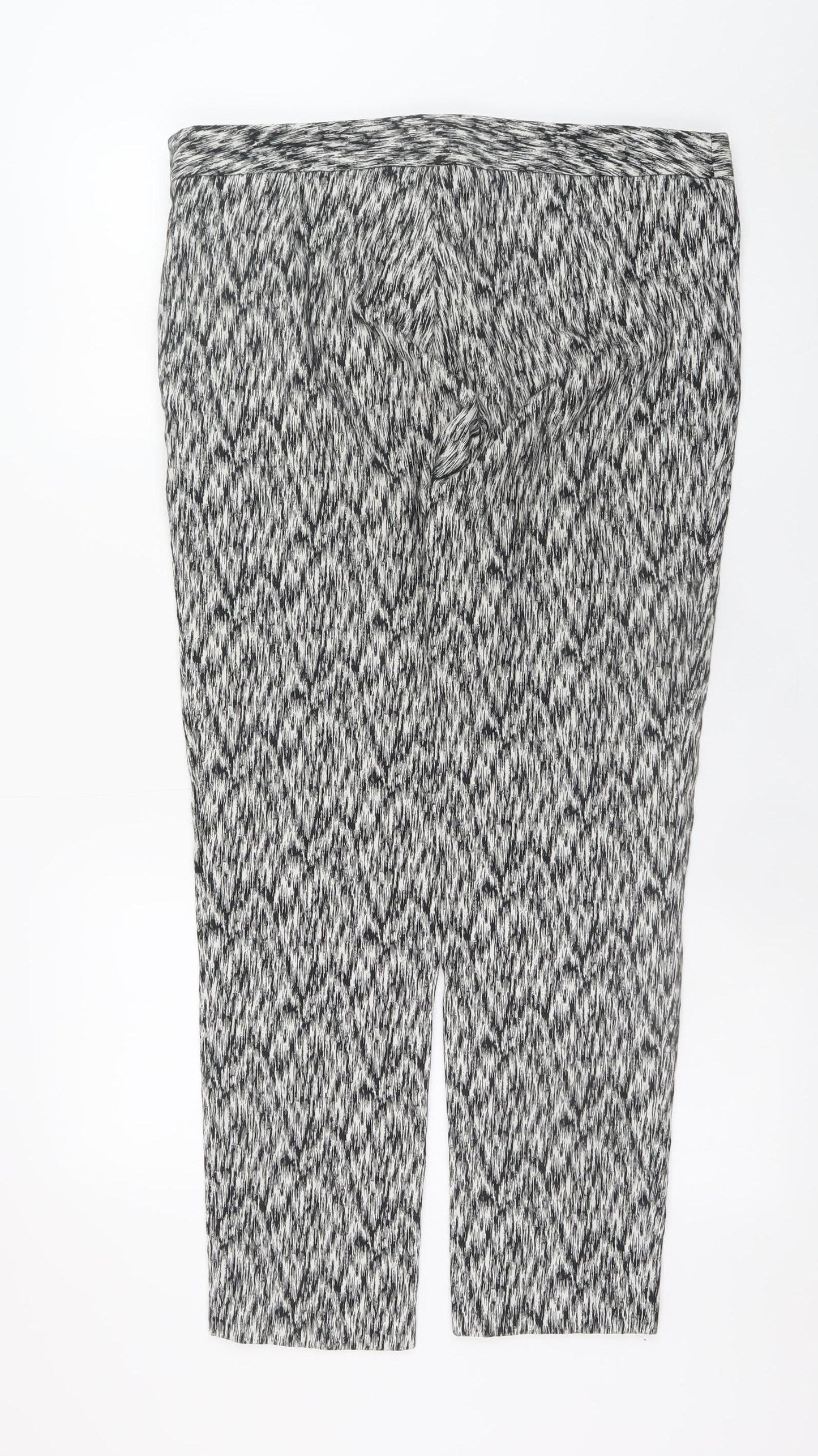 Warehouse Women’s Black White Geometric Cropped Trousers UK 14