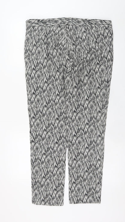 Warehouse Women’s Black White Geometric Cropped Trousers UK 14